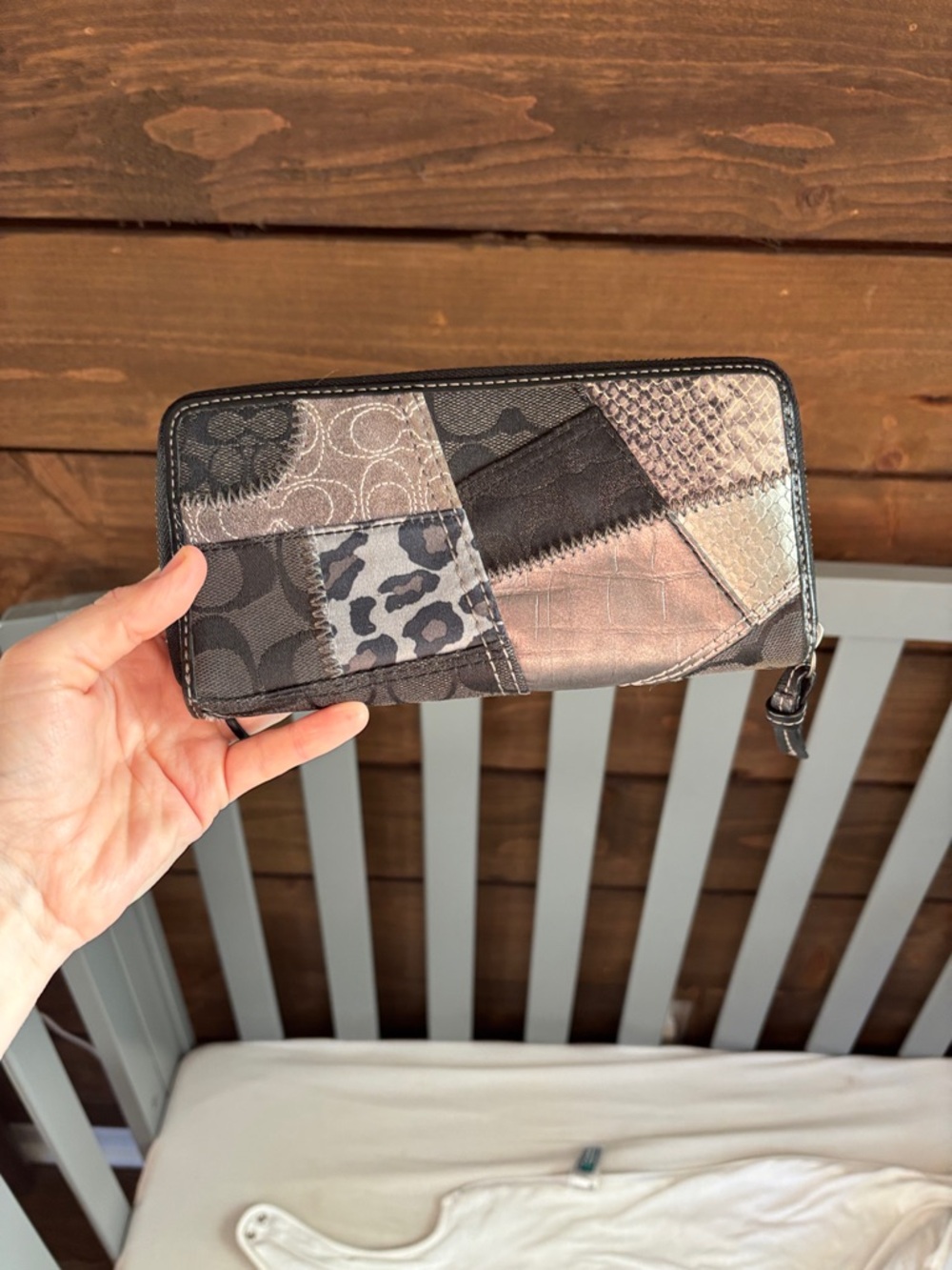Coach black and gray patchwork matching purse bag and wallet - Picture 9 of 10